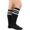 imageZando Kids Child Cotton Three Stripes Sport Soccer Team Socks Uniform Tube Cute Knee High Stocking for Boys Girls1 Pack Black White