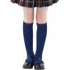 imageZando Kids Child Cotton Three Stripes Sport Soccer Team Socks Uniform Tube Cute Knee High Stocking for Boys GirlsF Navy