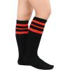 imageZando Kids Child Cotton Three Stripes Sport Soccer Team Socks Uniform Tube Cute Knee High Stocking for Boys GirlsK Black Red