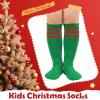 imageZando Kids Child Cotton Three Stripes Sport Soccer Team Socks Uniform Tube Cute Knee High Stocking for Boys GirlsK Christmas Green Red Striped