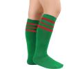 imageZando Kids Child Cotton Three Stripes Sport Soccer Team Socks Uniform Tube Cute Knee High Stocking for Boys GirlsK Christmas Green Red Striped
