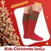 imageZando Kids Child Cotton Three Stripes Sport Soccer Team Socks Uniform Tube Cute Knee High Stocking for Boys GirlsK Christmas Series