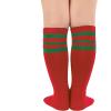 imageZando Kids Child Cotton Three Stripes Sport Soccer Team Socks Uniform Tube Cute Knee High Stocking for Boys GirlsK Christmas Series