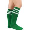 imageZando Kids Child Cotton Three Stripes Sport Soccer Team Socks Uniform Tube Cute Knee High Stocking for Boys GirlsK Green White Striped