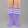 imageZando Kids Child Cotton Three Stripes Sport Soccer Team Socks Uniform Tube Cute Knee High Stocking for Boys GirlsLight Purple