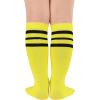 imageZando Kids Child Cotton Three Stripes Sport Soccer Team Socks Uniform Tube Cute Knee High Stocking for Boys GirlsYellow Black Striped