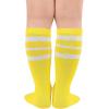 imageZando Kids Child Cotton Three Stripes Sport Soccer Team Socks Uniform Tube Cute Knee High Stocking for Boys GirlsYellow White Striped