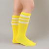 imageZando Kids Child Cotton Three Stripes Sport Soccer Team Socks Uniform Tube Cute Knee High Stocking for Boys GirlsYellow White Striped