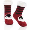 imageZando Kids Fuzzy Socks with Grips Toddler Slipper Socks Baby Christmas Socks Boys Girls Winter Socks Cozy Socks for KidsBlack Penguin Red Penguin