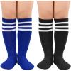 imageZando Kids Soccer Baseball Football Softball Socks Cotton Girls Knee High Socks Uniform Socks for Boys Girls 312 yearsBlue WhiteBlack White