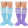 imageZando Kids Soccer Baseball Football Softball Socks Cotton Girls Knee High Socks Uniform Socks for Boys Girls 312 yearsPurpleLight Blue