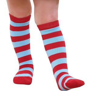 imageZando Kids Child Cotton Three Stripes Sport Soccer Team Socks Uniform Tube Cute Knee High Stocking for Boys GirlsK Blue  Red Stripes
