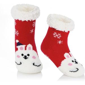 imageZando Kids Christmas Fuzzy Socks Girls Boys Thermal Thick Socks Soft Fluffy Socks Toddler Cozy SocksChristmas Rabbit