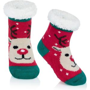 imageZando Kids Christmas Fuzzy Socks Girls Boys Thermal Thick Socks Soft Fluffy Socks Toddler Cozy SocksChristmas Red Deer