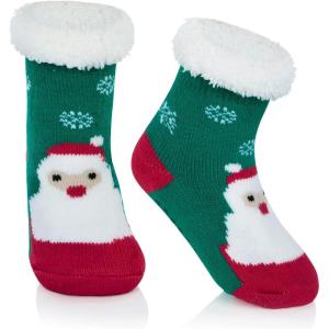 imageZando Kids Christmas Fuzzy Socks Girls Boys Thermal Thick Socks Soft Fluffy Socks Toddler Cozy SocksFather Christmas