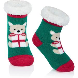 imageZando Kids Christmas Fuzzy Socks Girls Boys Thermal Thick Socks Soft Fluffy Socks Toddler Cozy SocksGreen Bear