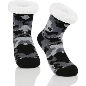 imageZando Kids Fuzzy Socks with Grips Toddler Slipper Socks Baby Christmas Socks Boys Girls Winter Socks Cozy Socks for KidsCamouflage