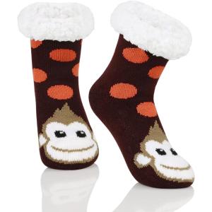 imageZando Kids Fuzzy Socks with Grips Toddler Slipper Socks Baby Christmas Socks Boys Girls Winter Socks Cozy Socks for KidsSmile Monkey