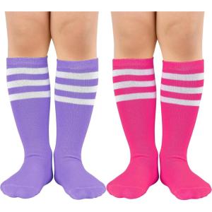 imageZando Kids Soccer Baseball Football Softball Socks Cotton Girls Knee High Socks Uniform Socks for Boys Girls 312 yearsPurpleHot Pink