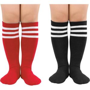 imageZando Kids Soccer Baseball Football Softball Socks Cotton Girls Knee High Socks Uniform Socks for Boys Girls 312 yearsRed WhiteBlack White