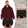 imageZando Blanket Hoodie Wearable Blanket Kids and Adult Gift Comfy Blanket Hoodie Oversized Sweatshirt Sherpa FleeceBlack Red Plaid