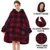 imageZando Blanket Hoodie Wearable Blanket Kids and Adult Gift Comfy Blanket Hoodie Oversized Sweatshirt Sherpa FleeceBlack Red Plaid