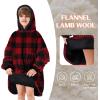 imageZando Blanket Hoodie Wearable Blanket Kids and Adult Gift Comfy Blanket Hoodie Oversized Sweatshirt Sherpa FleeceBlack Red Plaid