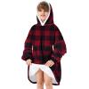 imageZando Blanket Hoodie Wearable Blanket Kids and Adult Gift Comfy Blanket Hoodie Oversized Sweatshirt Sherpa FleeceChristmas Plaid