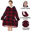 imageZando Blanket Hoodie Wearable Blanket Kids and Adult Gift Comfy Blanket Hoodie Oversized Sweatshirt Sherpa FleeceChristmas Plaid