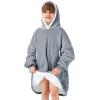 imageZando Blanket Hoodie Wearable Blanket Kids and Adult Gift Comfy Blanket Hoodie Oversized Sweatshirt Sherpa FleeceDark Grey