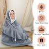 imageZando Blanket Hoodie Wearable Blanket Kids and Adult Gift Comfy Blanket Hoodie Oversized Sweatshirt Sherpa FleeceDark Grey