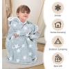 imageZando Blanket Hoodie Wearable Blanket Kids and Adult Gift Comfy Blanket Hoodie Oversized Sweatshirt Sherpa FleeceGrey Stars