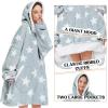 imageZando Blanket Hoodie Wearable Blanket Kids and Adult Gift Comfy Blanket Hoodie Oversized Sweatshirt Sherpa FleeceGrey Stars