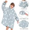 imageZando Blanket Hoodie Wearable Blanket Kids and Adult Gift Comfy Blanket Hoodie Oversized Sweatshirt Sherpa FleeceGrey Stars