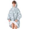imageZando Blanket Hoodie Wearable Blanket Kids and Adult Gift Comfy Blanket Hoodie Oversized Sweatshirt Sherpa FleeceGrey Stars