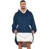 imageZando Blanket Hoodie Wearable Blanket Kids and Adult Gift Comfy Blanket Hoodie Oversized Sweatshirt Sherpa FleeceNavy Blue