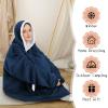 imageZando Blanket Hoodie Wearable Blanket Kids and Adult Gift Comfy Blanket Hoodie Oversized Sweatshirt Sherpa FleeceNavy Blue