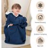 imageZando Blanket Hoodie Wearable Blanket Kids and Adult Gift Comfy Blanket Hoodie Oversized Sweatshirt Sherpa FleeceNavy Blue