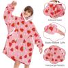 imageZando Blanket Hoodie Wearable Blanket Kids and Adult Gift Comfy Blanket Hoodie Oversized Sweatshirt Sherpa FleeceStrawberry