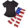 imageZando Pajamas for Women 2 Piece Lounge Sets Cartoon Pajama Set Sleep Matching Sets with Pants Capri PJS Print SleepwearAmerican Flag