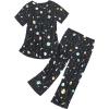 imageZando Pajamas for Women 2 Piece Lounge Sets Cartoon Pajama Set Sleep Matching Sets with Pants Capri PJS Print SleepwearBlack Planet
