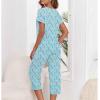 imageZando Pajamas for Women 2 Piece Lounge Sets Cartoon Pajama Set Sleep Matching Sets with Pants Capri PJS Print SleepwearBlue Butterfly