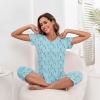imageZando Pajamas for Women 2 Piece Lounge Sets Cartoon Pajama Set Sleep Matching Sets with Pants Capri PJS Print SleepwearBlue Butterfly