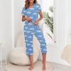 imageZando Pajamas for Women 2 Piece Lounge Sets Cartoon Pajama Set Sleep Matching Sets with Pants Capri PJS Print SleepwearBlue Moon