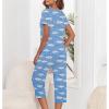 imageZando Pajamas for Women 2 Piece Lounge Sets Cartoon Pajama Set Sleep Matching Sets with Pants Capri PJS Print SleepwearBlue Moon