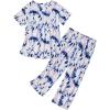 imageZando Pajamas for Women 2 Piece Lounge Sets Cartoon Pajama Set Sleep Matching Sets with Pants Capri PJS Print SleepwearBlue Pink