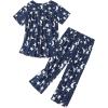 imageZando Pajamas for Women 2 Piece Lounge Sets Cartoon Pajama Set Sleep Matching Sets with Pants Capri PJS Print SleepwearBlue White Star Moon