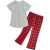 imageZando Pajamas for Women 2 Piece Lounge Sets Cartoon Pajama Set Sleep Matching Sets with Pants Capri PJS Print SleepwearCheckered Deer