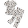 imageZando Pajamas for Women 2 Piece Lounge Sets Cartoon Pajama Set Sleep Matching Sets with Pants Capri PJS Print SleepwearCoffee Cat