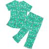 imageZando Pajamas for Women 2 Piece Lounge Sets Cartoon Pajama Set Sleep Matching Sets with Pants Capri PJS Print SleepwearFlamingo on Green